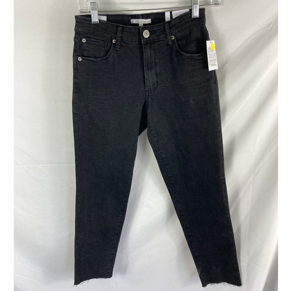 NWT Sts Blue Caroline Straight Leg 10" High Rise Black Jean Size 25